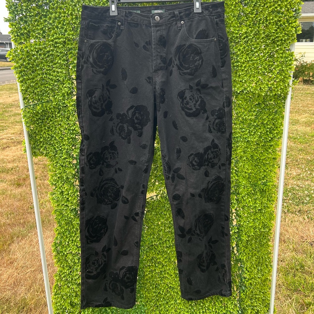 Black Floral Patterned Pants